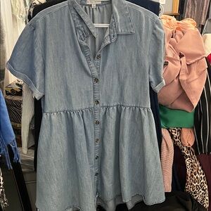 Moon muse Denim Button-Down Flare bottom dress